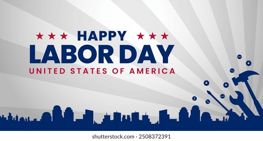 Labor Day USA Banner Hintergrund. Poster zum amerikanischen Tag der Arbeit. Vektorgrafik einfach weißer Hintergrund