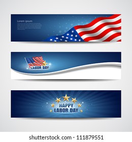 Labor Day USA Banner Design Set, Vector Illustration