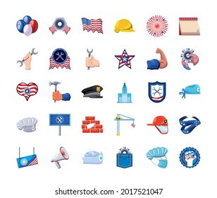 conjunto de iconos del día laboral de EE.UU.