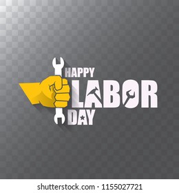 labor day Usa vector label or background. vector happy labor day poster or banner with clenched fist isolated on transparent background . Labor union icon
