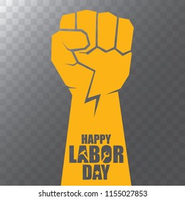 labor day Usa vector label or background. vector happy labor day poster or banner with clenched fist isolated on transparent background . Labor union icon