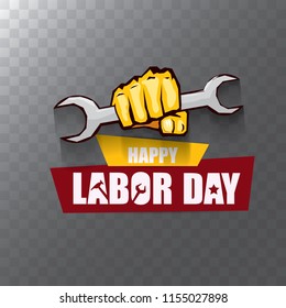 labor day Usa vector label or background. vector happy labor day poster or banner with clenched fist isolated on transparent background . Labor union icon