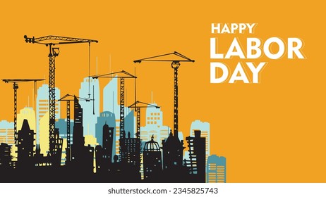 labor day vector background design with buildings ornament