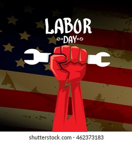 Labor day vector background. vector happy labor day poster or banner with clenched fist.