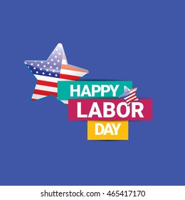 Labor day vector background. vector happy labor day poster or banner with with star. labor day sale