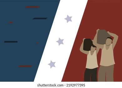Fondo vectorial del Día del Trabajo. Ilustración de una festividad nacional americana con los colores de la bandera de los EE.UU.