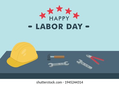 Arbeitszeitvektorkonzept: Die Mechanik mit Happy-Day-Text 