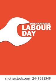 Labor Day vector concept. the tool with labour text. Isolated on a red background.