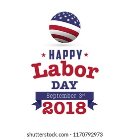 Labor Day Vector Design, September 2018,  American Holiday