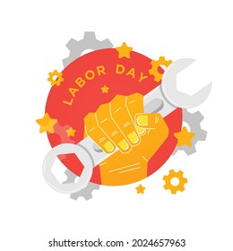 labor day vector flat design for logo, emblem, badge, flyer, poster, landing page, post, feed, banner or background
