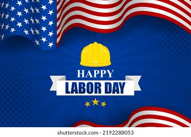 Labor Day Vector greeting card. United States national holiday illustration with United States flag 2022