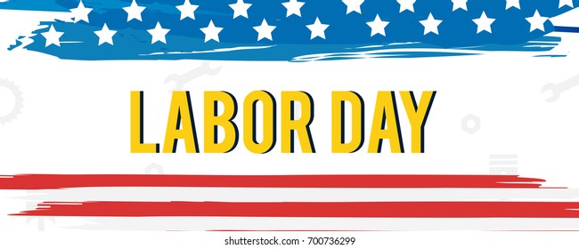 Labor Day Vector illustration. American flag watercolor brush stroke style.