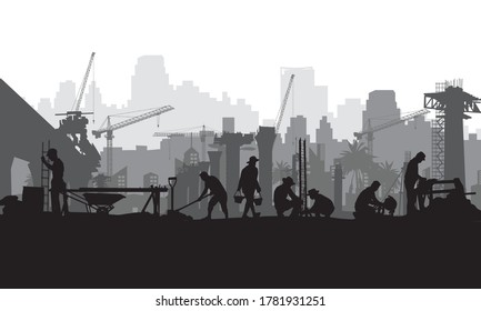 Labor day vector illustration background,Silhouette of construction.