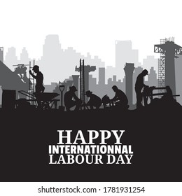Labor day vector illustration background,Silhouette of construction.
