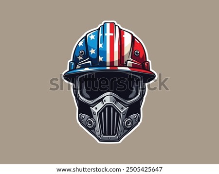 Labor Day Vector Illustration with Hard Hat and Tools. Patriotic American Worker Design.