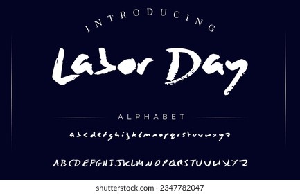 Labor Day Vintage Brush Font. Retro Typeface. Vector Illustration.