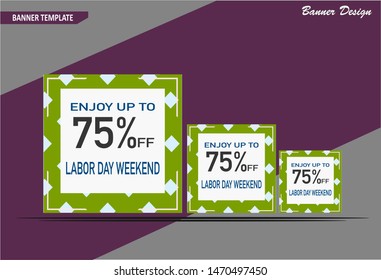 Labor Day Weekend   banner template design, perfect for  sales promotion, ads banner  and more sale event . Vector illutration.