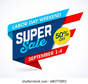 Labor Day Weekend Super Sale Banner Design, Vector Illustration