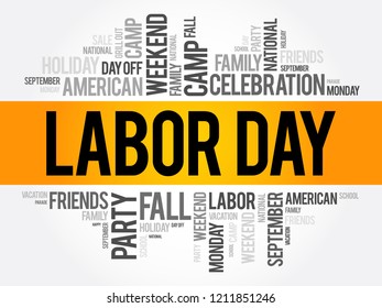 Labor Day word cloud collage, holiday concept background