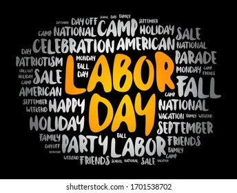 Labor Day word cloud collage, holiday concept background