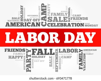 Labor Day word cloud collage, holiday concept background