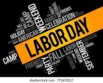 Labor Day word cloud collage, holiday concept background