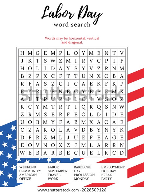 labor day word search puzzle 16 stock vector royalty free 2028509126 shutterstock