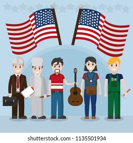 Labor day workers cartoon