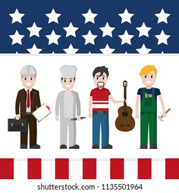 Labor day workers cartoon
