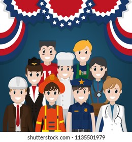Labor day workers cartoon