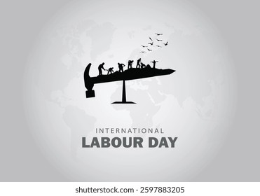 Labor Day Workers Hammer Silhouette Graphic vector illustrator