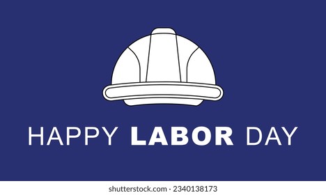 Labor day with workers hard hat in blue background