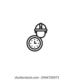 labor day working hours outline icon and illustration