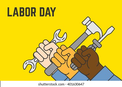 Labor day. Yellow background for poster, flyer, banner or brochure . Vector