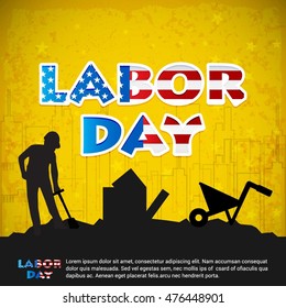 Labor Day yellow background. September 5th, United state of America, American Happy Labor day design. Beautiful USA flag Composition. Labor Day poster design. Vector illustration