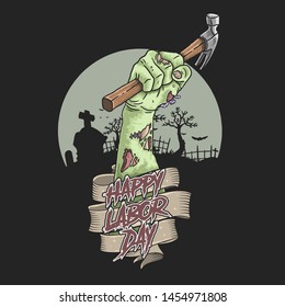 labor day zombie hand illustration vector