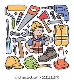 Labor doodle illustration isolated background