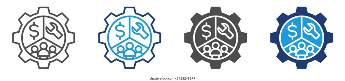 Conjunto de iconos económicos laborales con estilo múltiple