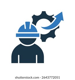 Ícone de Eficiência de Mão-de-Obra - Ilustração de Vetor Misto
