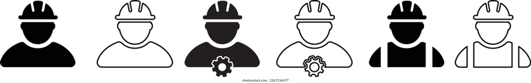 labor, Engineer, miner, builder, industrial, Construction worker icon. Black and white vector Illustration
