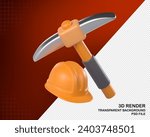 labor equipment : Barrier, Jack Hammer, Hammer, Pickaxe, Shovel,  labor vests and helmets, Drill, Measure, Brickwall, Construction, Tool Box, Pain Roller. 3D Render