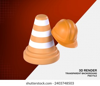 labor equipment : Barrier, Jack Hammer, Hammer, Pickaxe, Shovel,  labor vests and helmets, Drill, Measure, Brickwall, Construction, Tool Box, Pain Roller. 3D Render