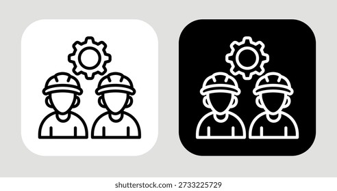 Icono de la fuerza laboral en estilo de línea blanca y negra