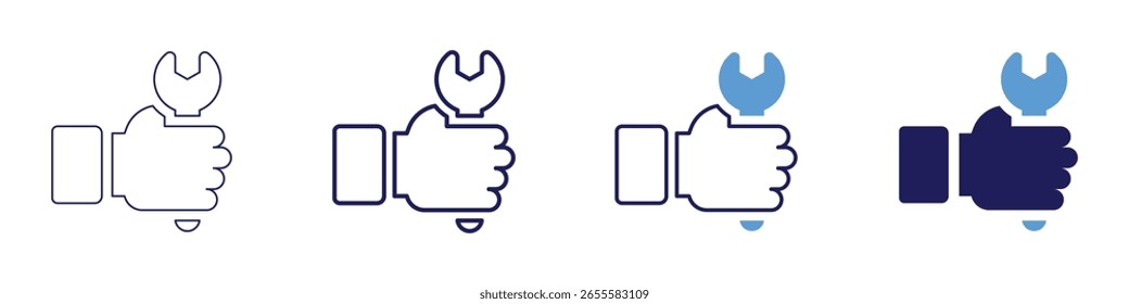 Ícone Trabalho em 4 estilos diferentes. Linha Fina, Linha, Linha Negrito, Duotônico. Estilo duotônico. Traçado editável.