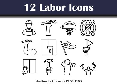 Labor Icon Set. Bold outline design with editable stroke width. Vector Illustration.