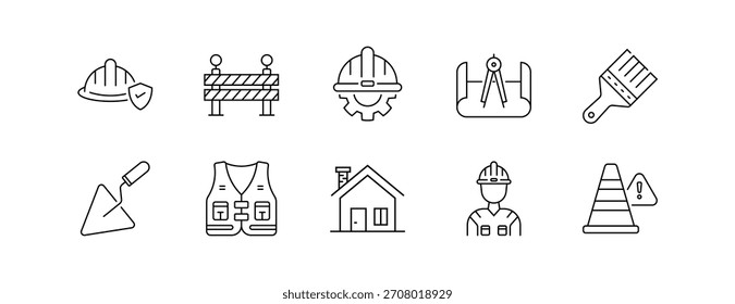 Labor Icon Set – Line Style, Editable Stroke