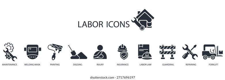 conjunto de iconos de trabajo. Vector. Movimiento editable. signo de estilo lineal para uso Diseño web, logotipo. Ilustración de símbolo.