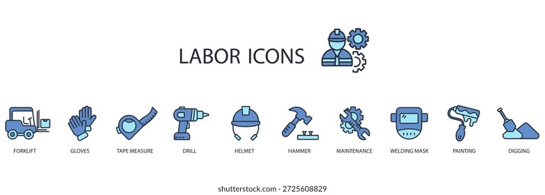 conjunto de iconos de trabajo. Vector. Movimiento editable. signo de estilo lineal para uso Diseño web, logotipo. Ilustración de símbolo