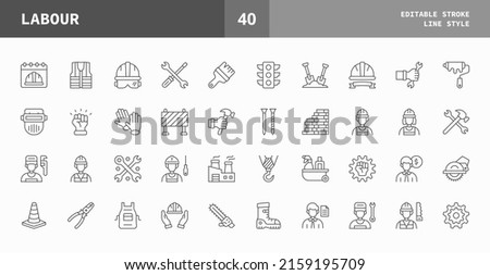 Labor icons set. Line set of vector icons editable stroke and pixel perfect. Can used for digital product, presentation, UI and many more.