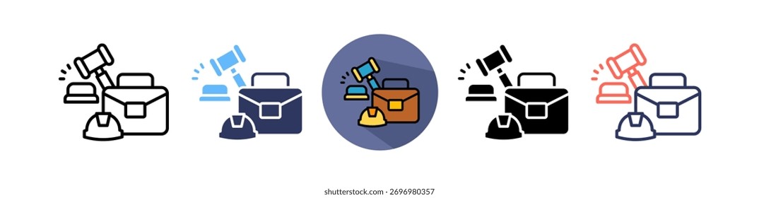 Ilustração de vetor múltiplo do ícone da justiça do trabalho